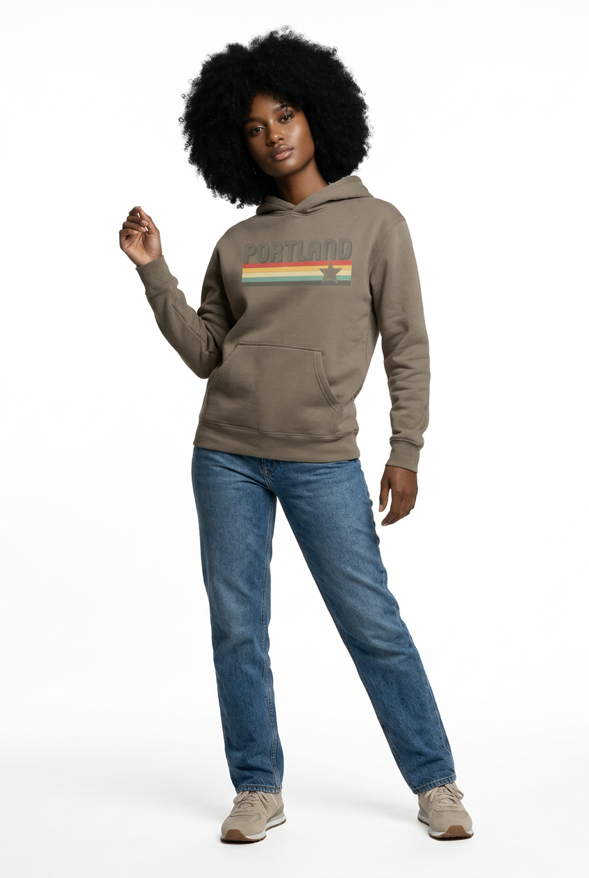 Portland Retro Logo Hoodie~Relaxed Grey