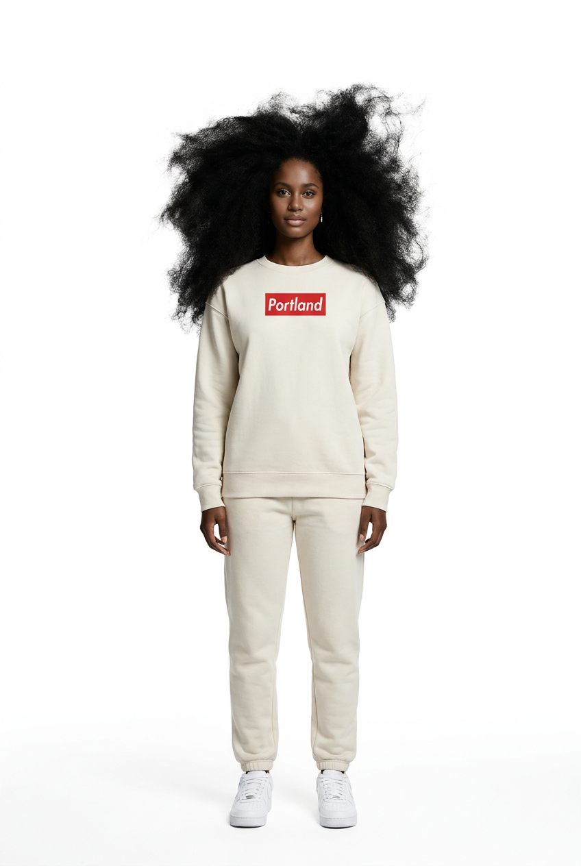 Portland Block Logo~Natural Pullover~PREM HVYWHT 15.5oz