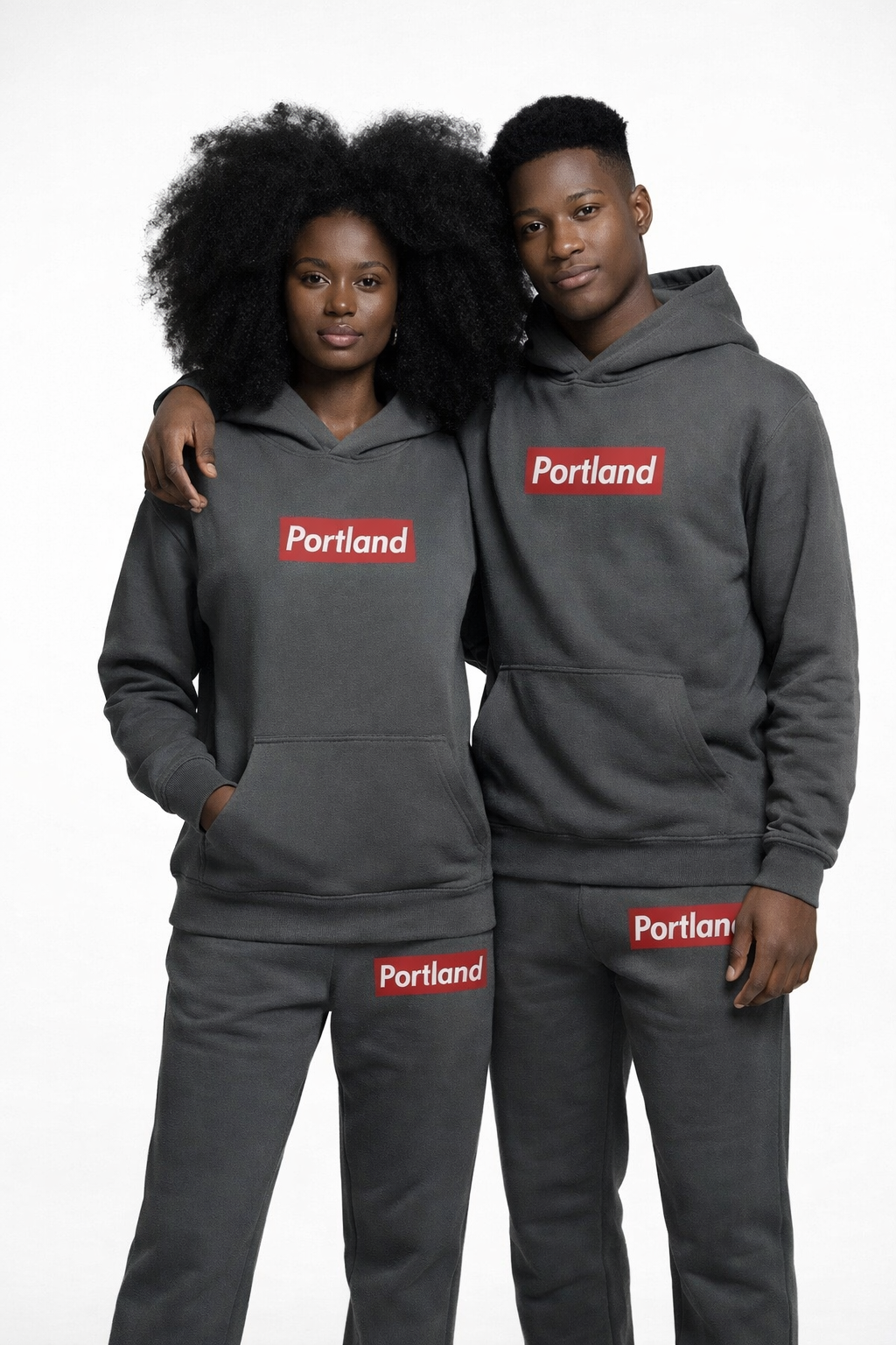 Portland Block Logo~Adult Premium 12oz Sweatpants~Space Grey