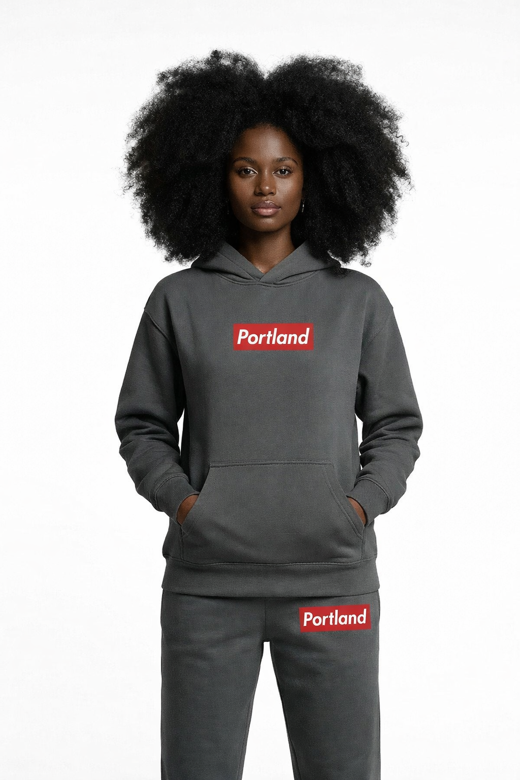 Portland Block Logo~Adult Premium 12oz Sweatpants~Space Grey