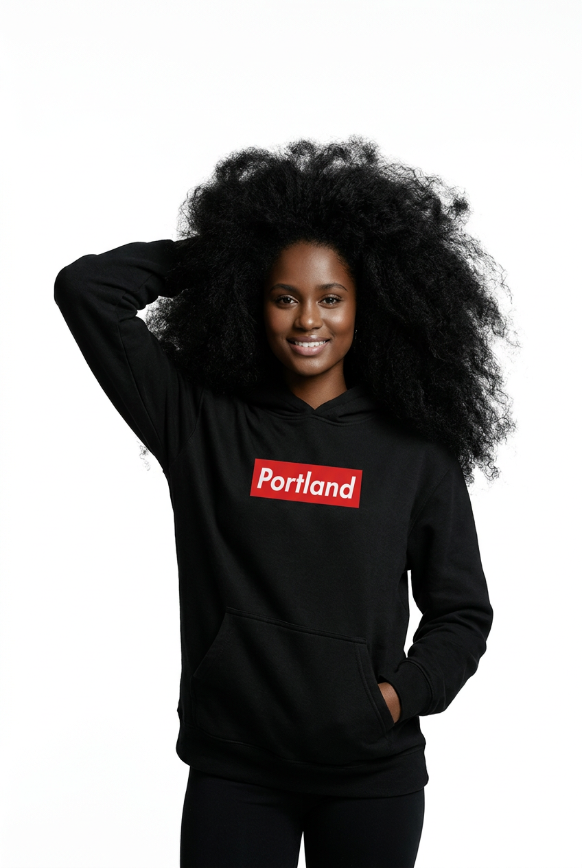Portland Block Logo~Black Hoodie