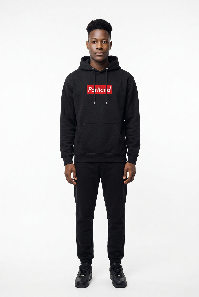 Portland Block Logo~Black Hoodie