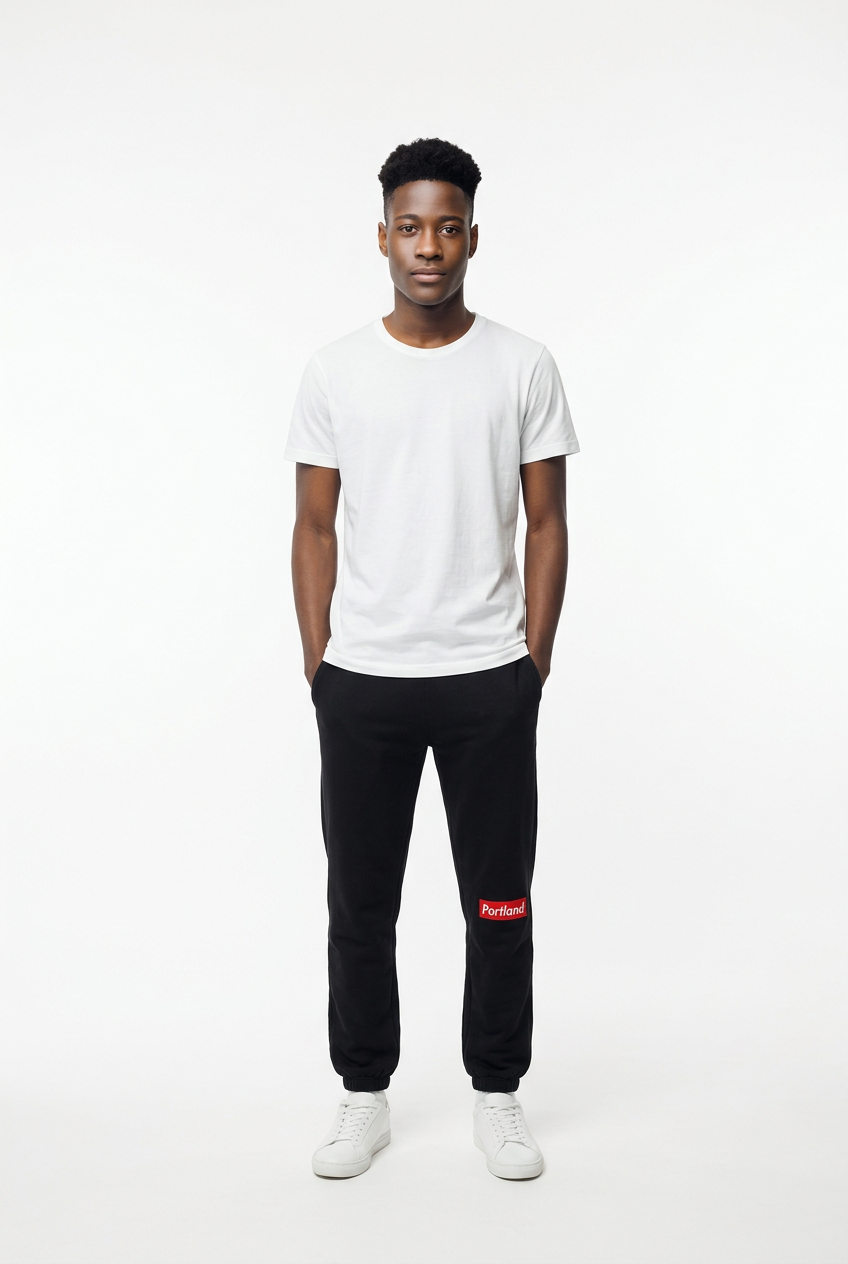 Portland Block Logo~Adult Premium 12oz Sweatpants~Black