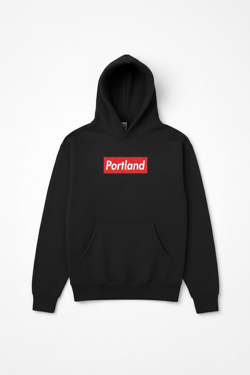 Portland Block Logo~Black Hoodie