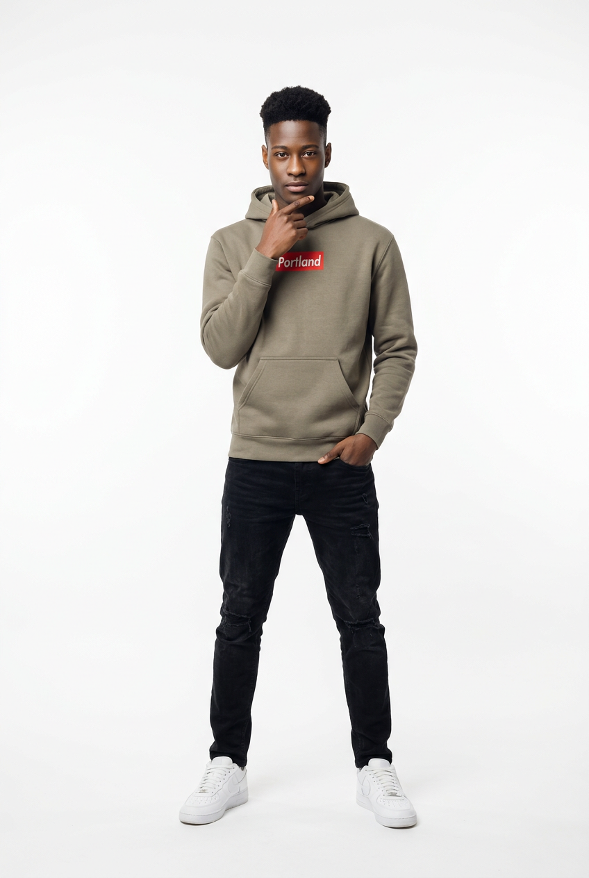 Portland Block Logo Hoodie~Relaxed Grey