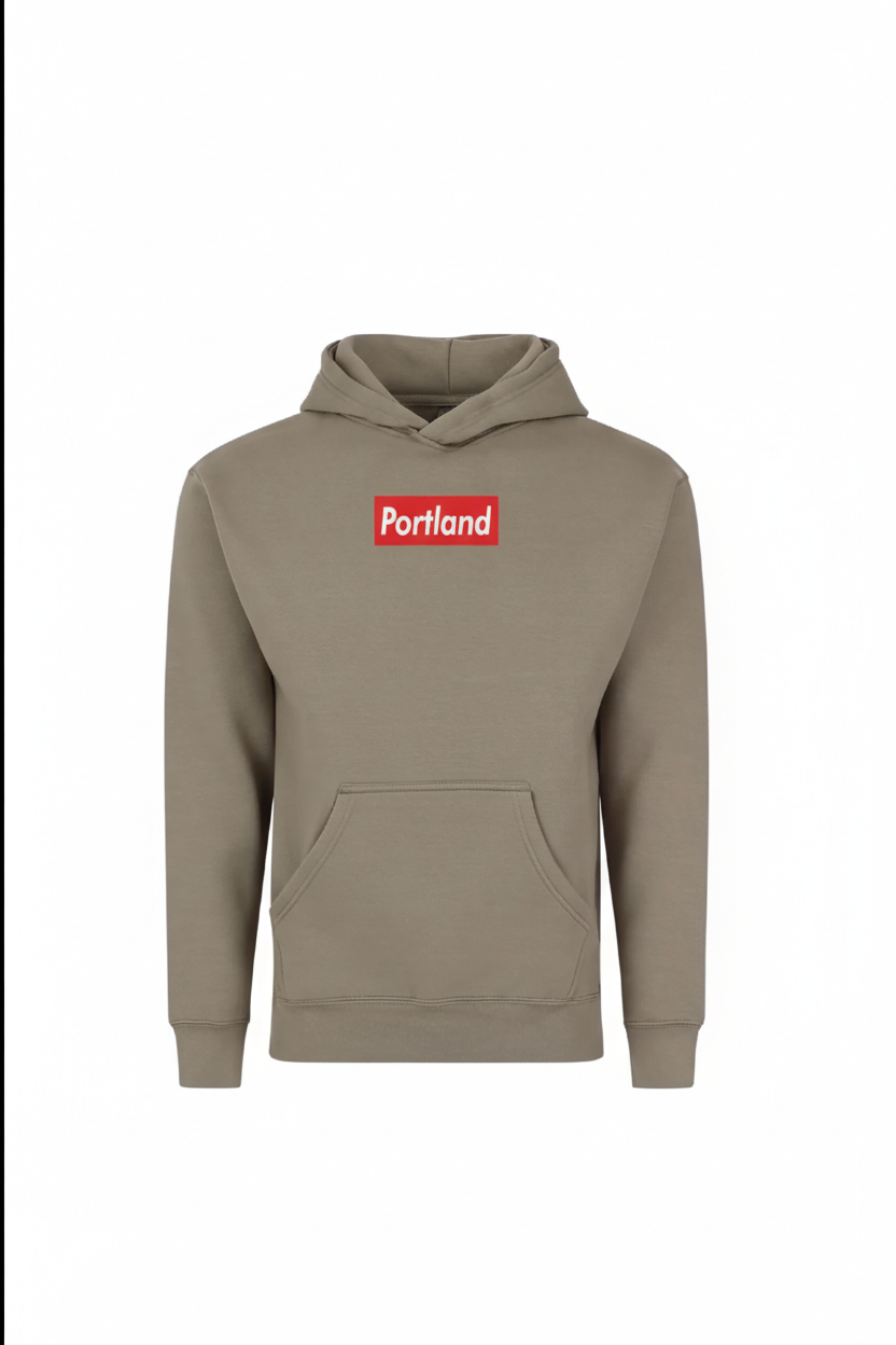 Portland Block Logo Hoodie~Relaxed Grey