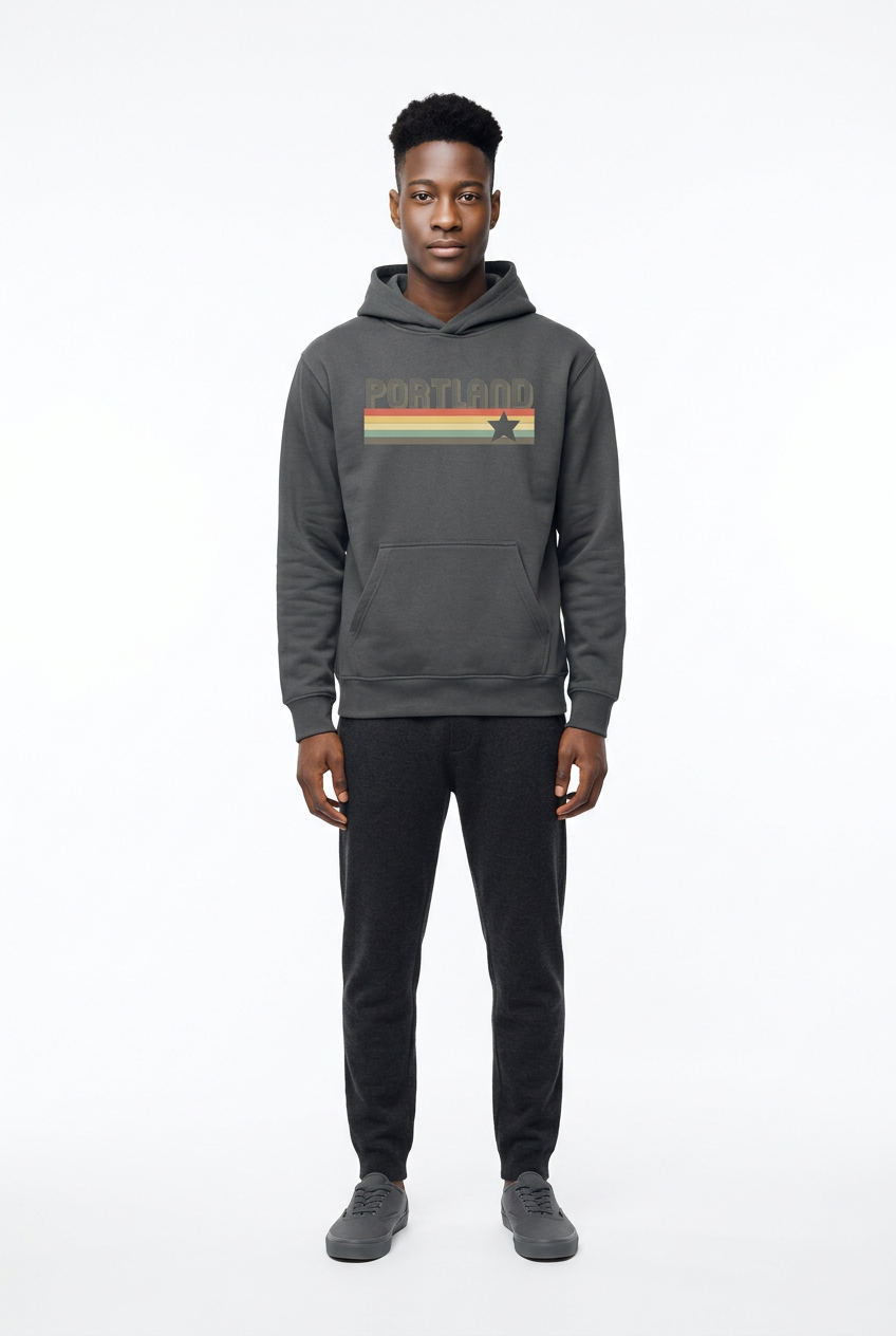 Portland Retro Logo Hoodie~Space Grey