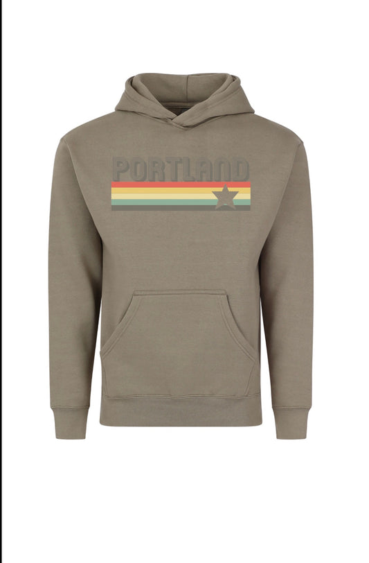 Portland Reto Logo Hoodie~Relaxed Grey