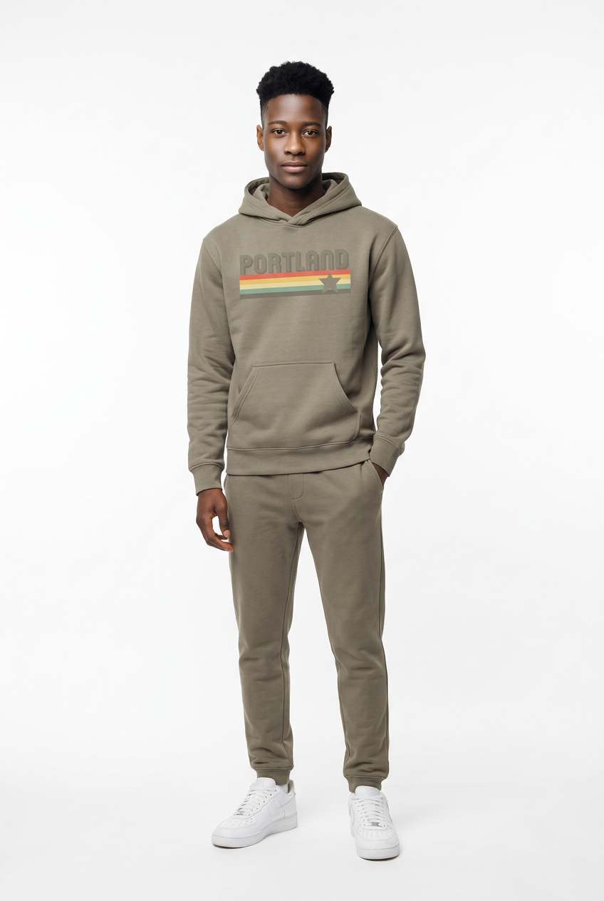 Portland Retro Logo Hoodie~Relaxed Grey