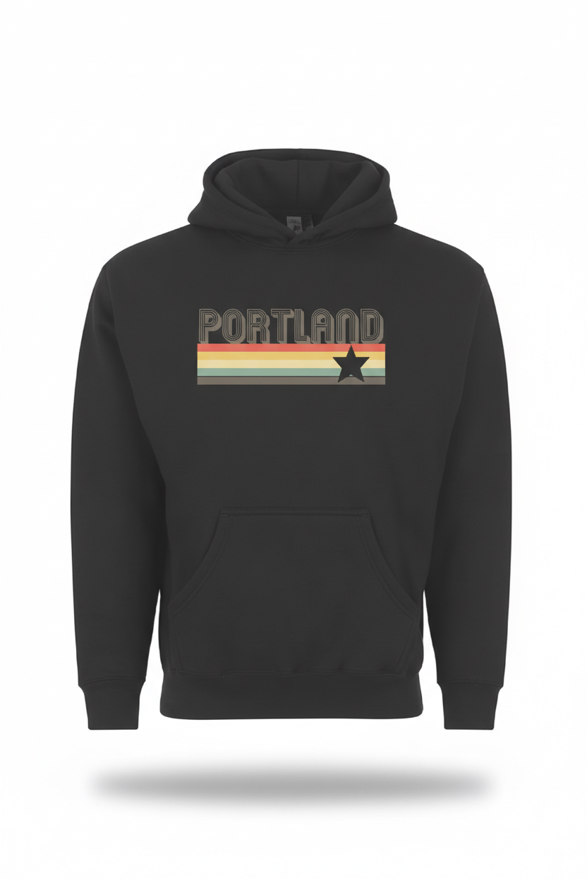 Portland Retro Logo Hoodie~Black