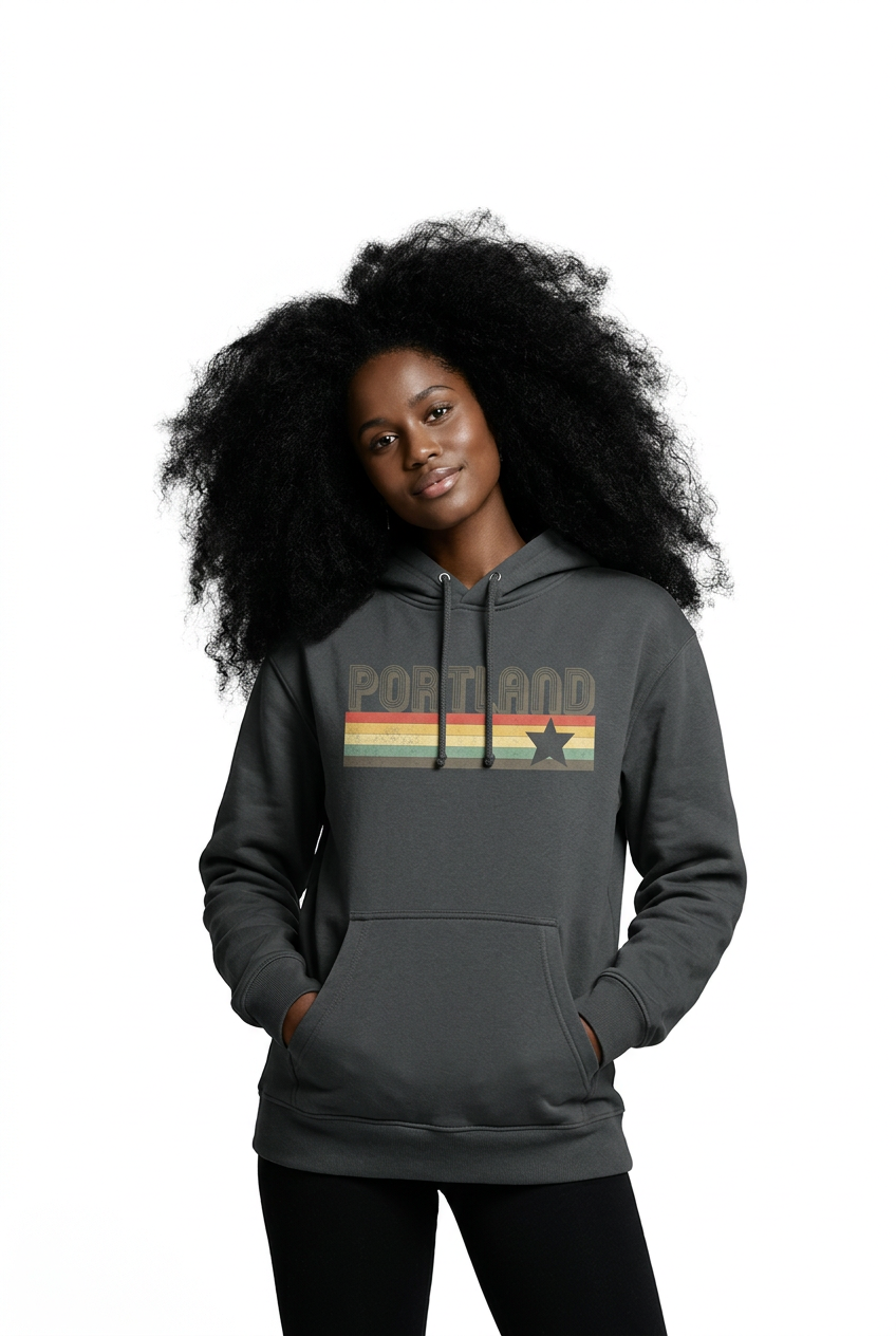 Portland Retro Logo Hoodie~Space Grey