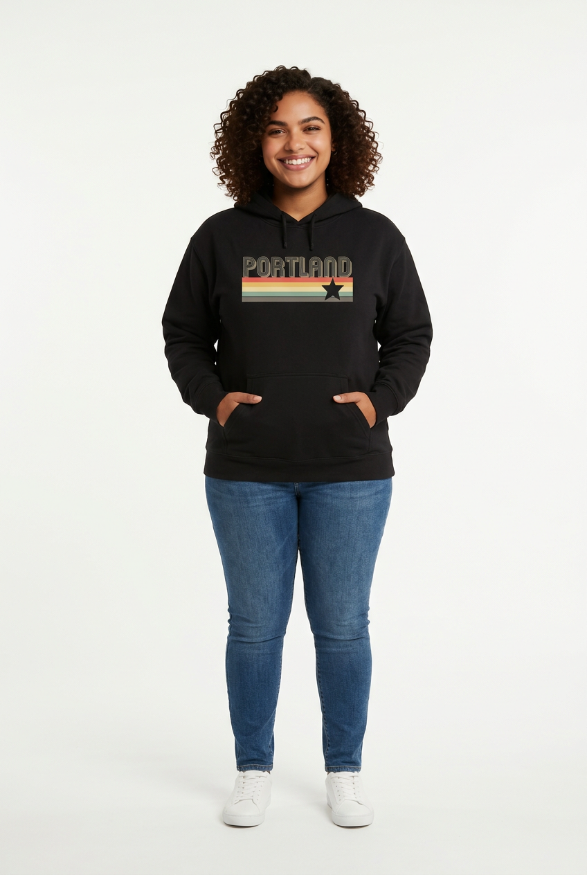 Portland Retro Logo Hoodie~Black