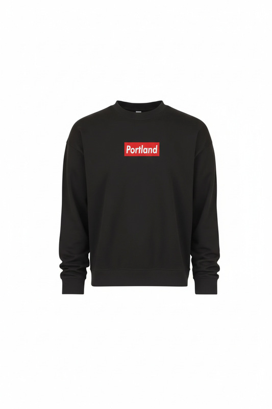 Portland Block Logo~Black Pullover~PREM HVYWHT 15.5oz