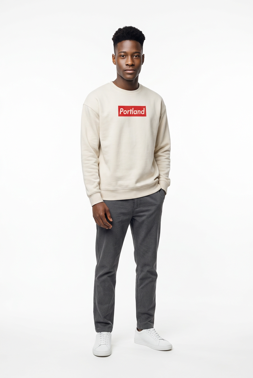 Portland Block Logo~Natural Pullover~PREM HVYWHT 15.5oz
