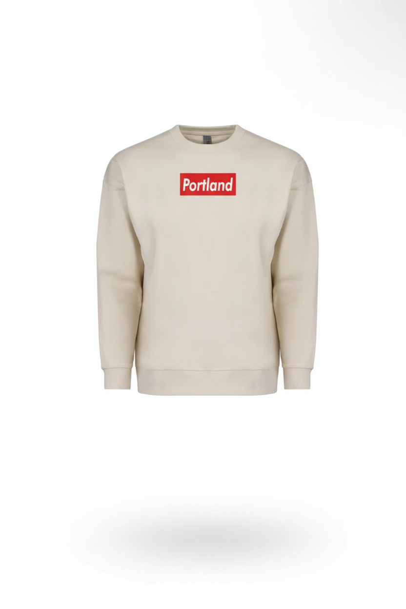Portland Block Logo~Natural Pullover~PREM HVYWHT 15.5oz