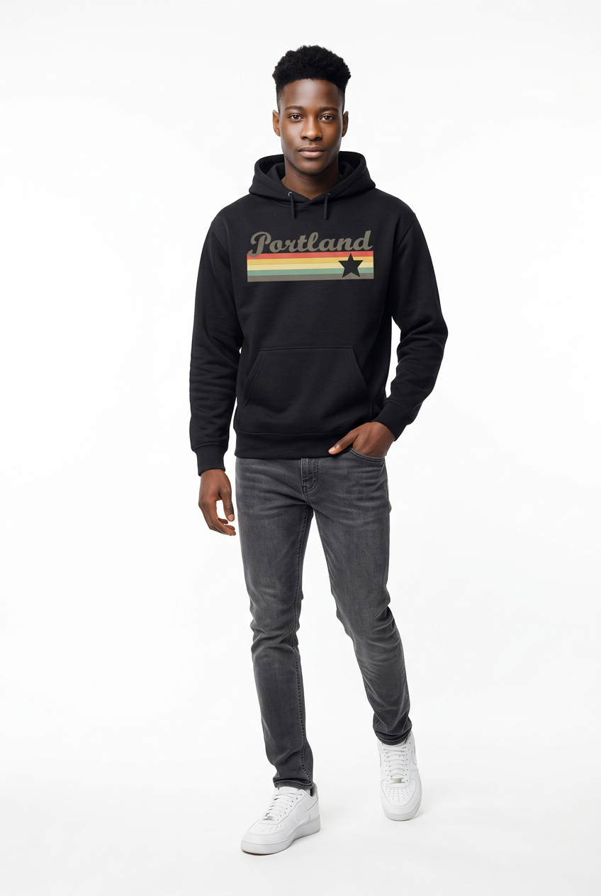 Classic Portland Logo Hoodie~Black