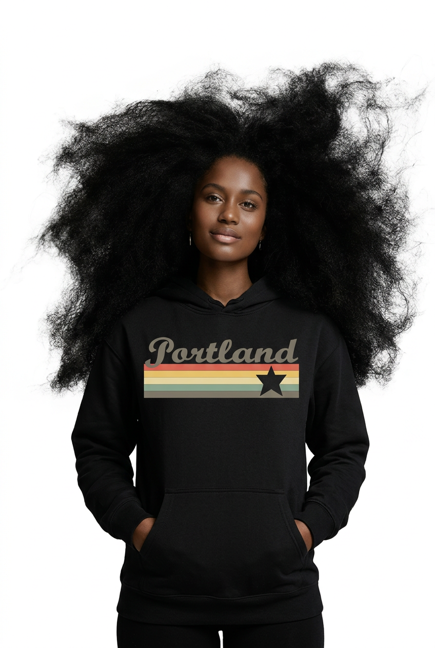 Classic Portland Logo Hoodie~Black