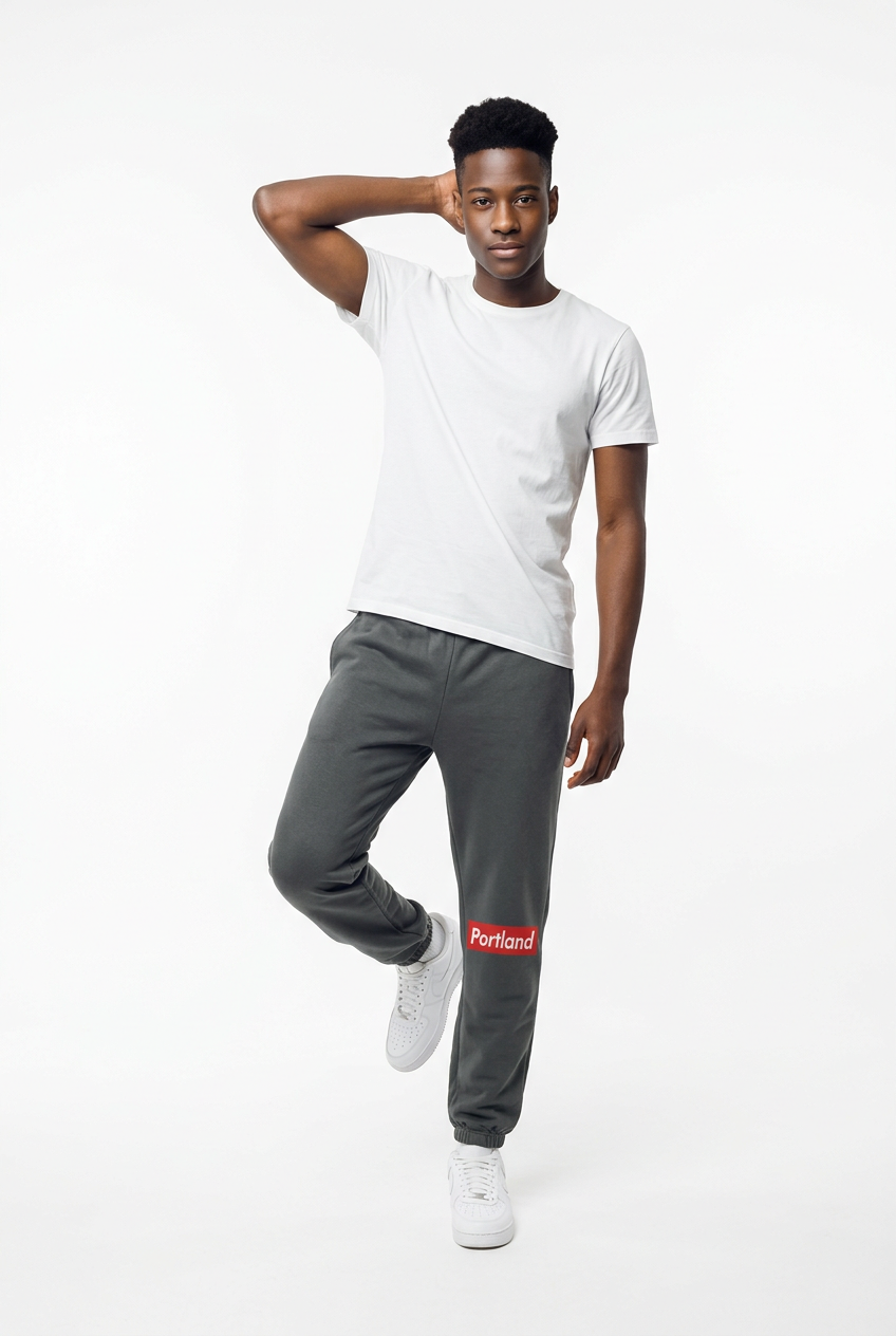 Portland Block Logo~Adult Premium 12oz Sweatpants~Space Grey